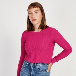 Frank and Oak Textured Crewneck Sweater in Fuschia